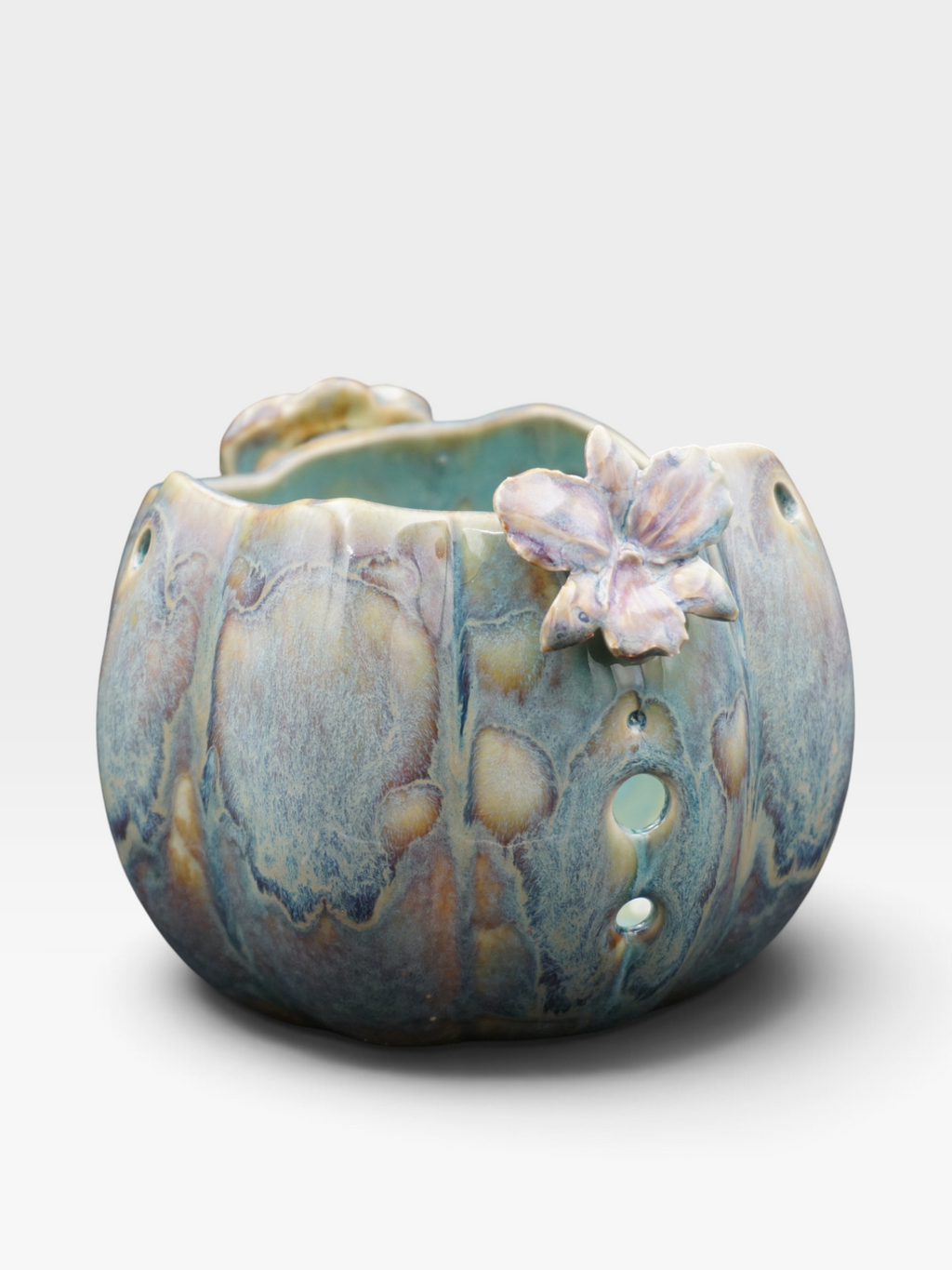 Porcelain orchid pot - Emerald Mist