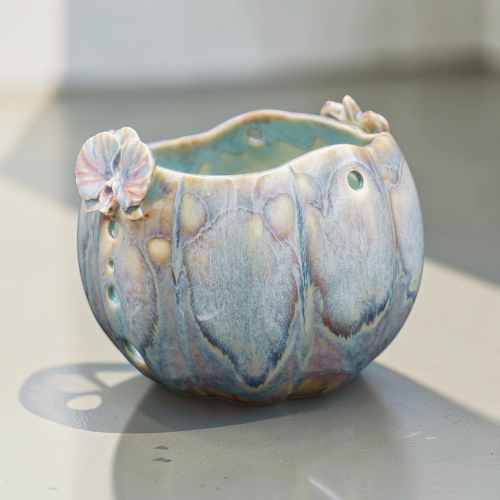 Porcelain orchid pot - Emerald Mist