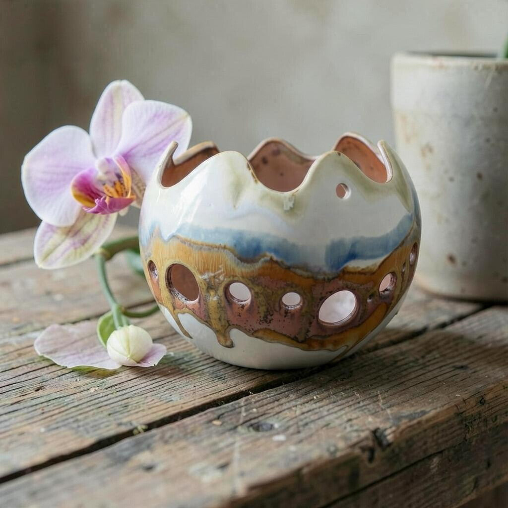 Porcelain orchid pot - Quiet Copper