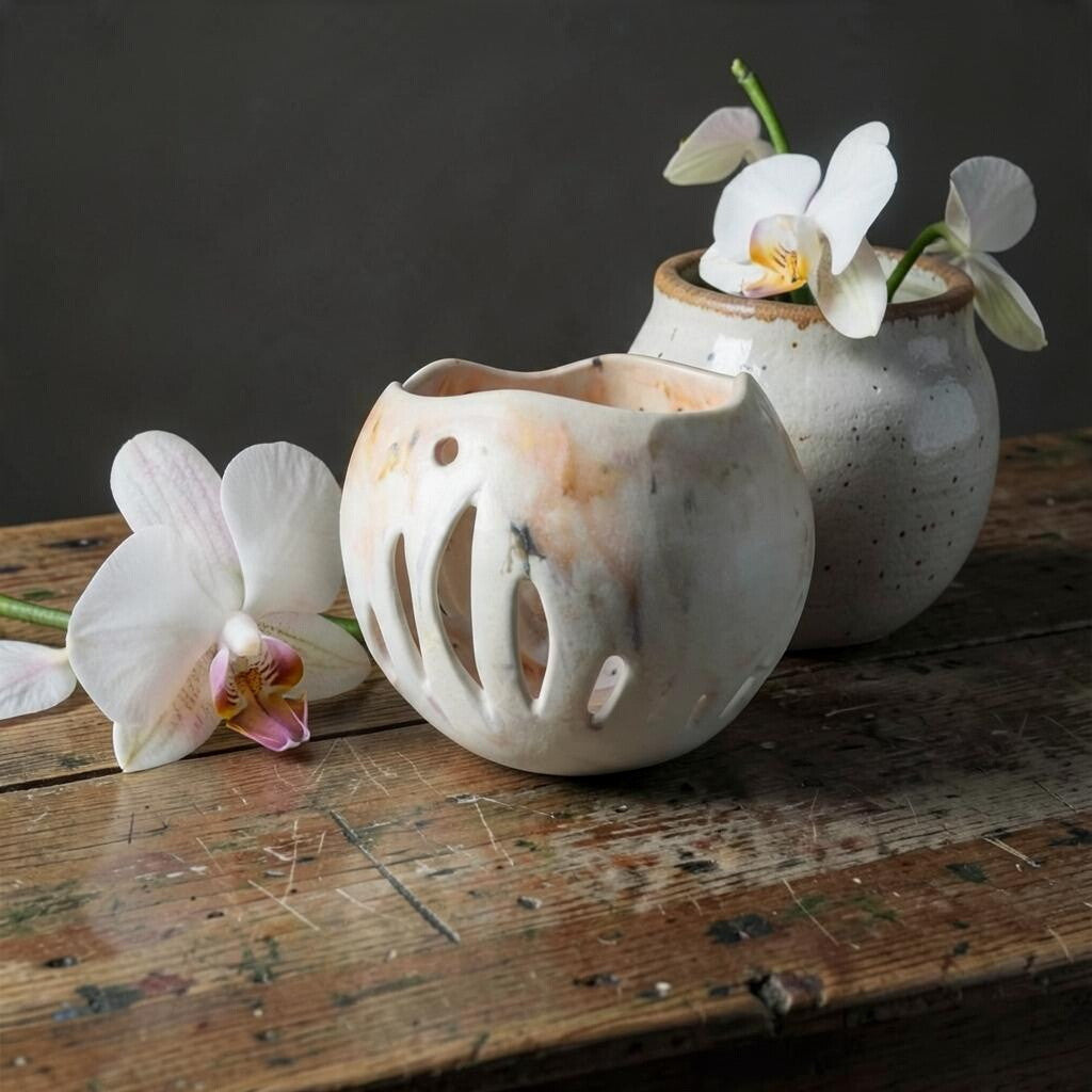 Pot à orchidée en porcelaine - Amaryllis