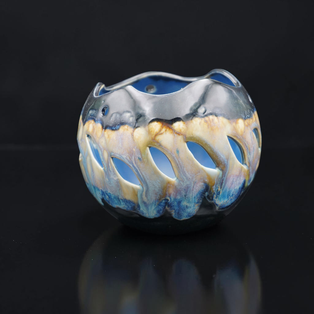 Porcelain orchid pot - Midnight Bloom