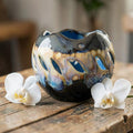 Porcelain orchid pot - Midnight Bloom