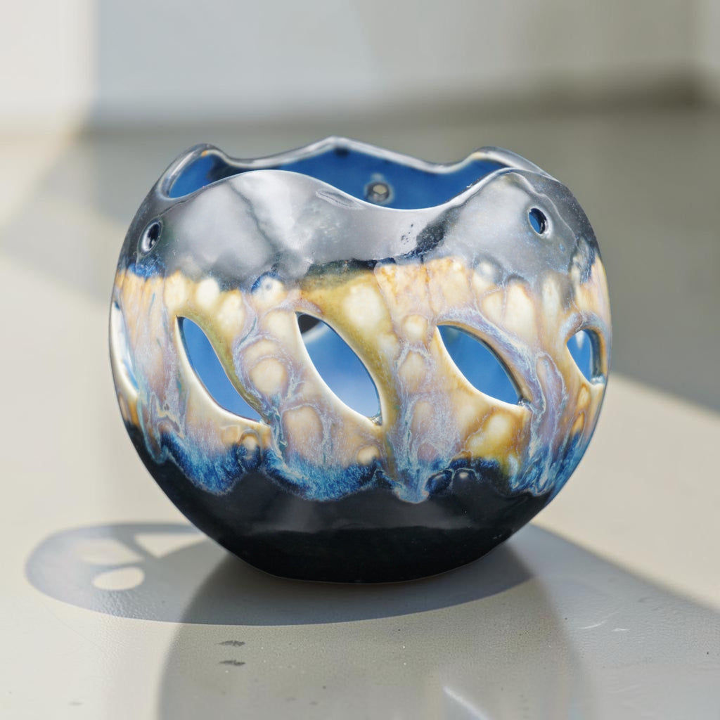 Porcelain orchid pot - Midnight Bloom