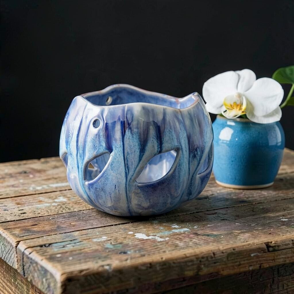 Porcelain orchid pot - Celadon Garden