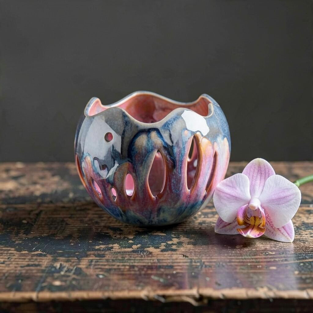 Porcelain orchid pot - Dahlia Dusk