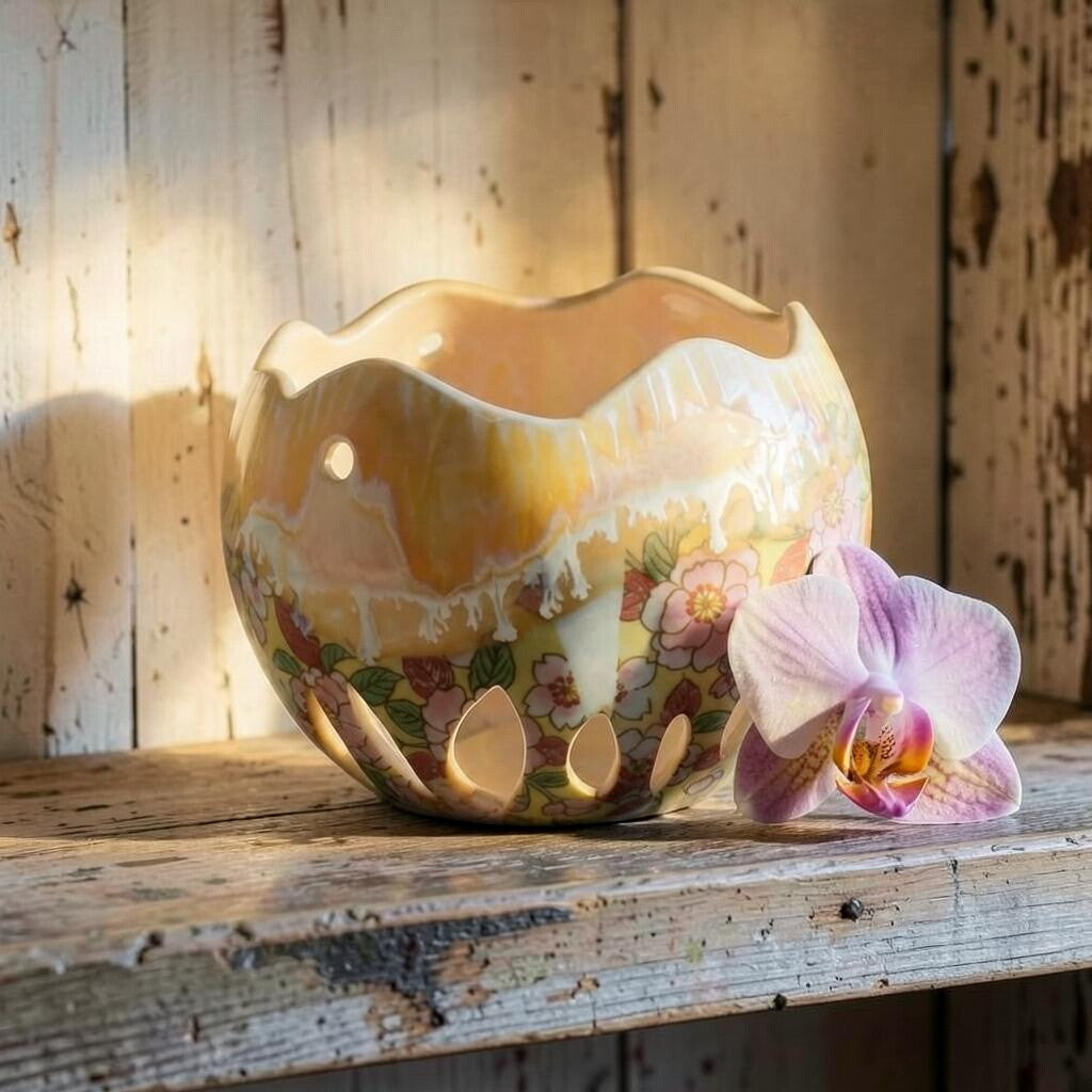 Hanging porcelain orchid pot - Mod Garden