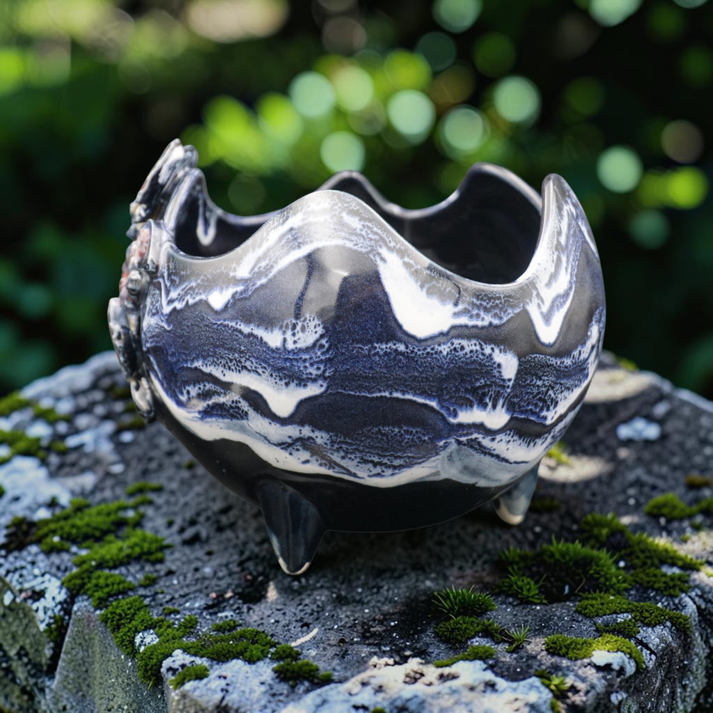 Retro porcelain orchid pot - Flower Power
