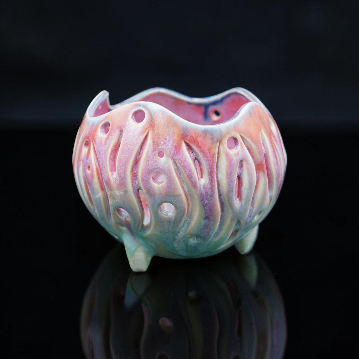 Retro porcelain orchid pot - Atomic Bloom