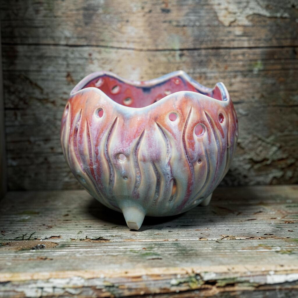 Retro porcelain orchid pot - Atomic Bloom