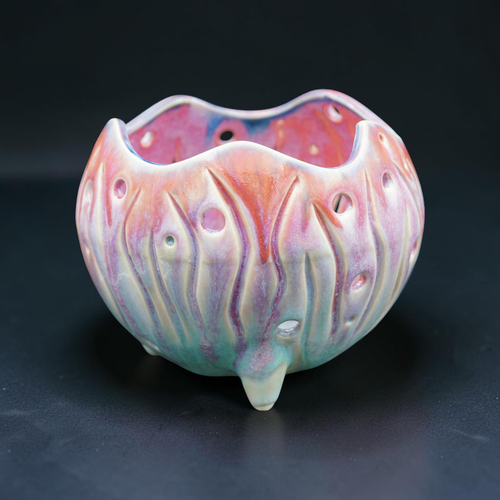 Retro porcelain orchid pot - Atomic Bloom