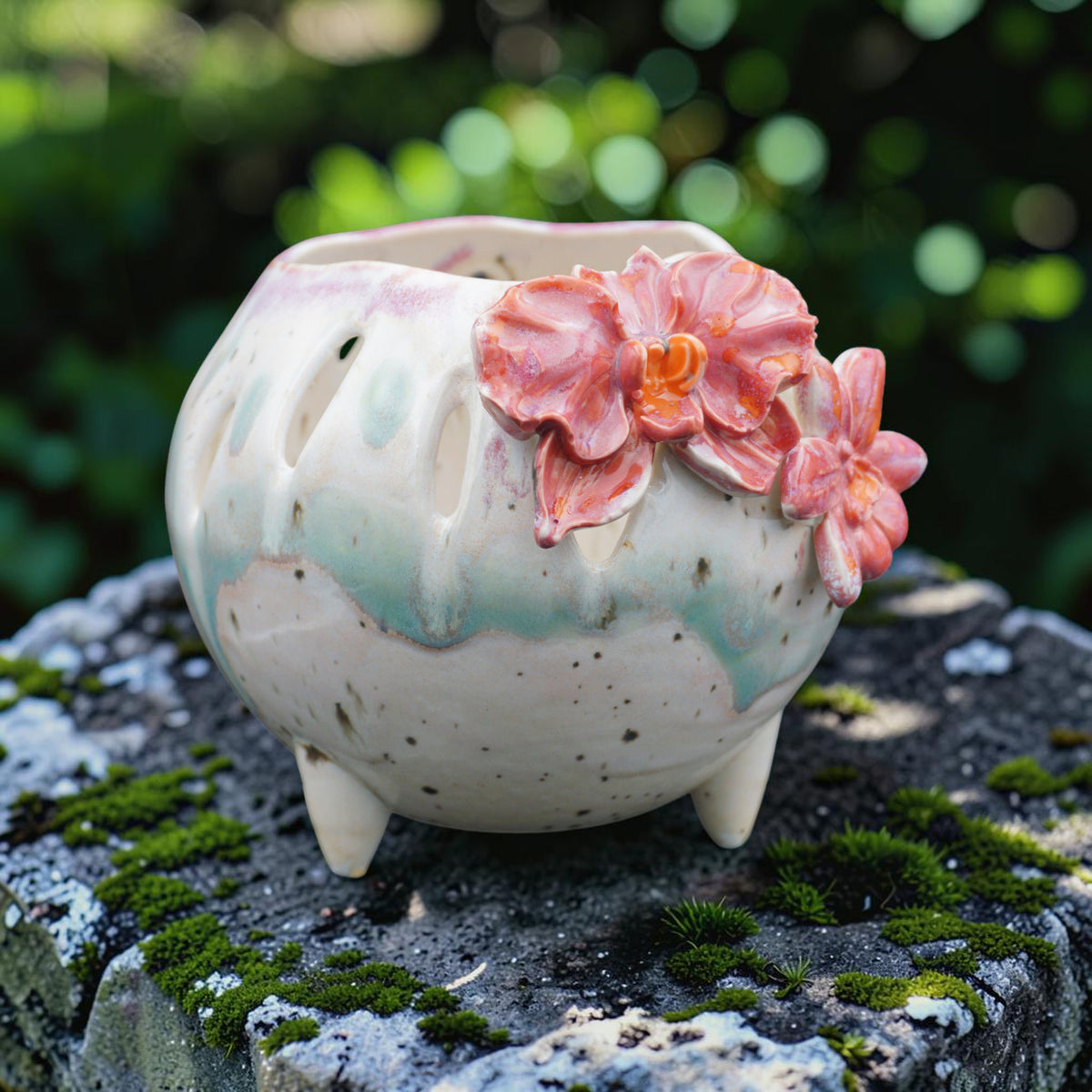 Pot à orchidée rétro en porcelaine - Défilé de pétales