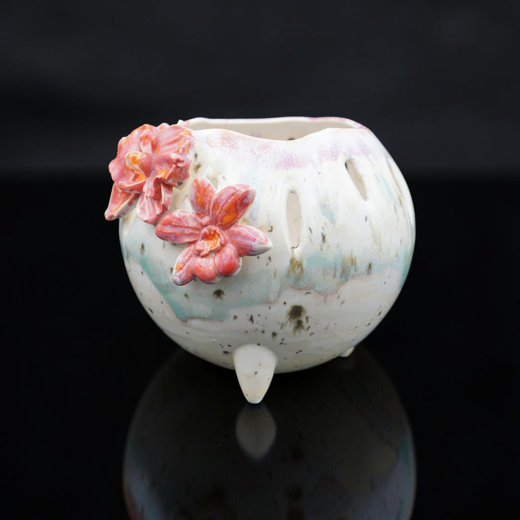Pot à orchidée rétro en porcelaine - Défilé de pétales