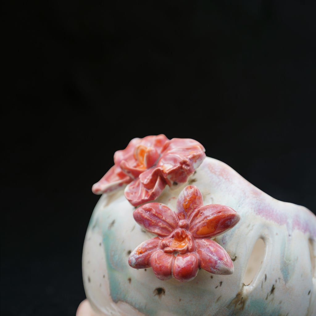 Pot à orchidée rétro en porcelaine - Défilé de pétales