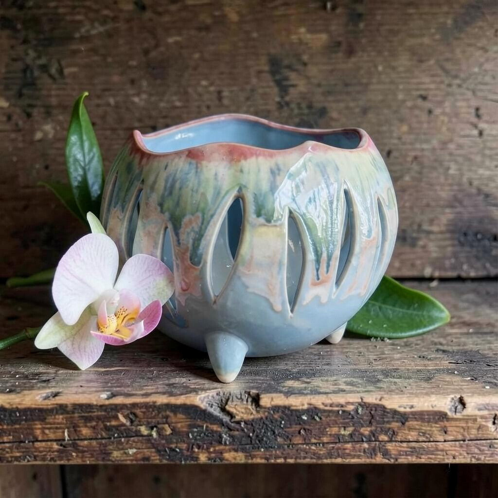 Pot à orchidée en porcelaine rétro - Groovy Pod