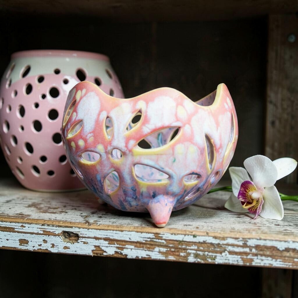 Retro porcelain orchid pot - Cosmic Flora