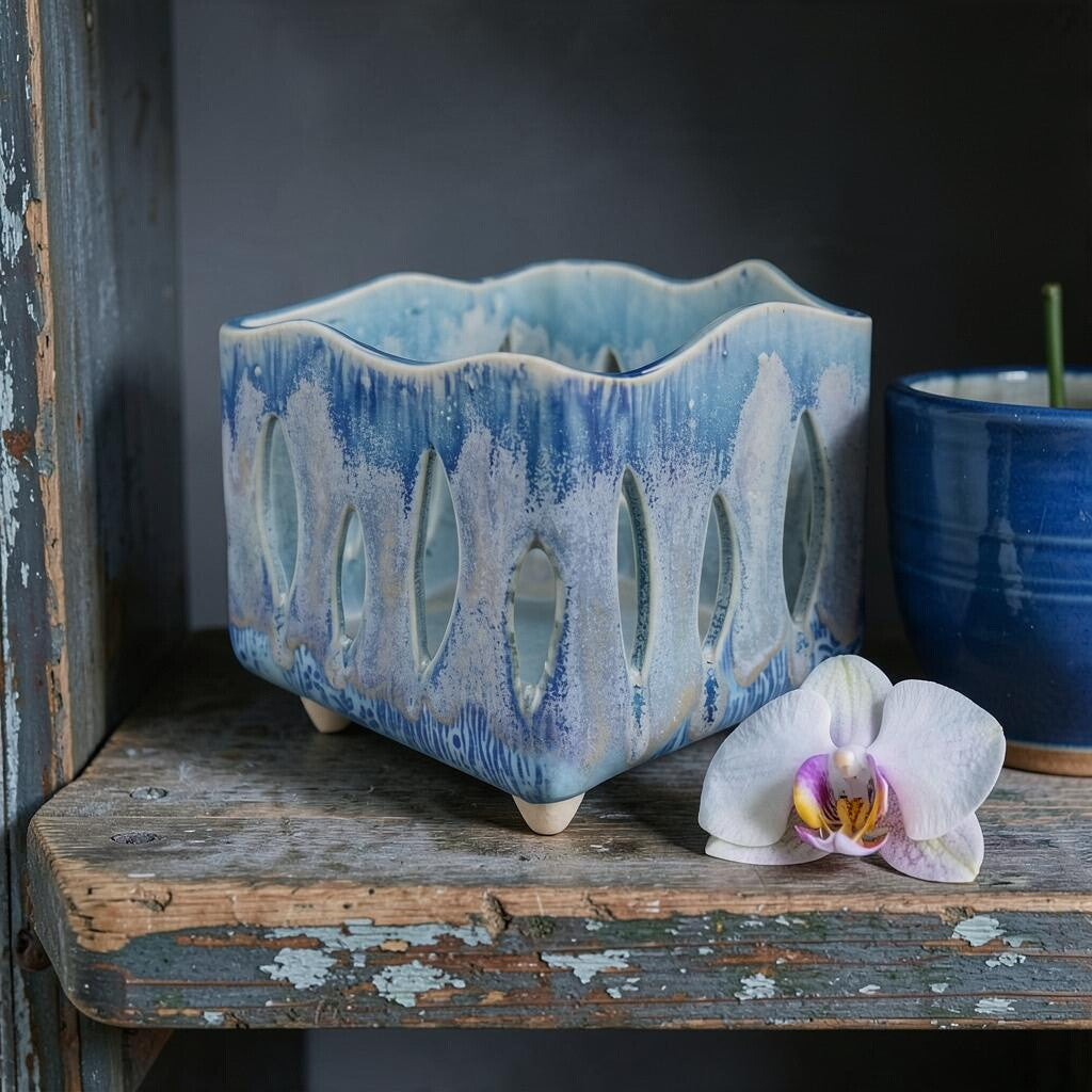 Pot à orchidée en porcelaine rétro - Funky Flora