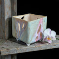 Retro square porcelain orchid pot - Jungle jet
