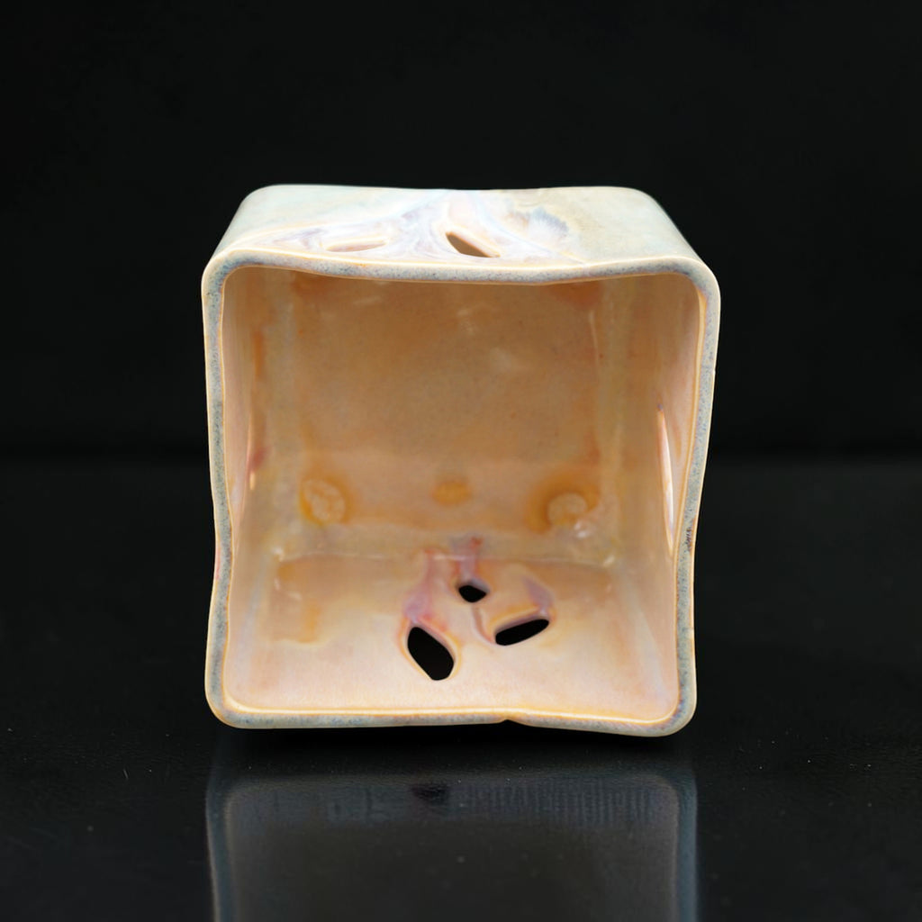 Retro square porcelain orchid pot - Jungle jet