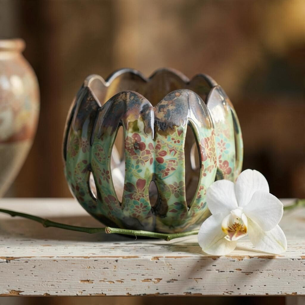Porcelain orchid pot - Bitter honey