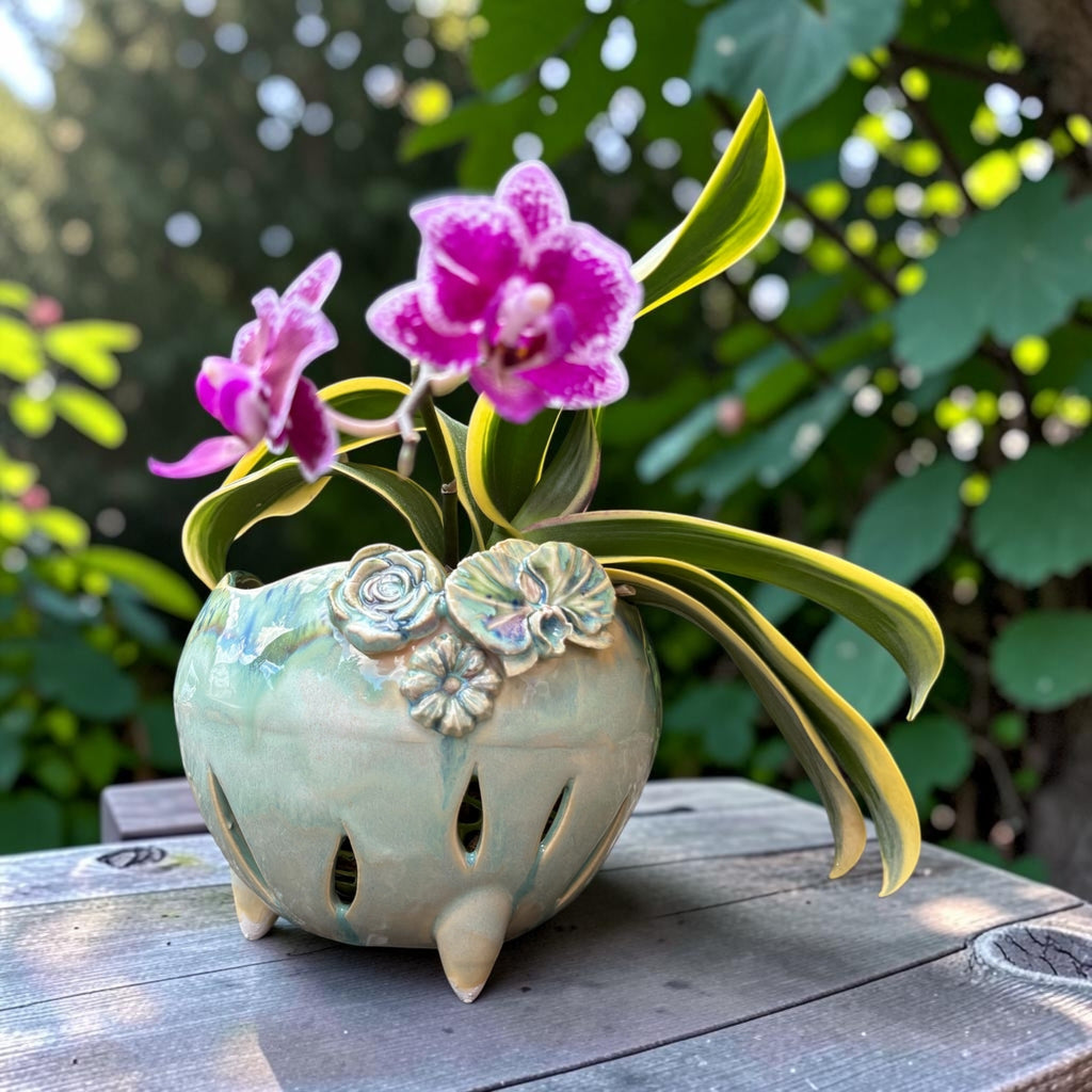 Pot à orchidée en porcelaine rétro - Jungle Jive