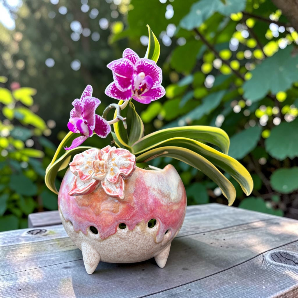 Retro porcelain orchid pot - Funky Flora
