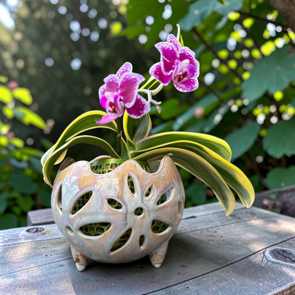 Retro porcelain orchid pot - Cosmic Flora