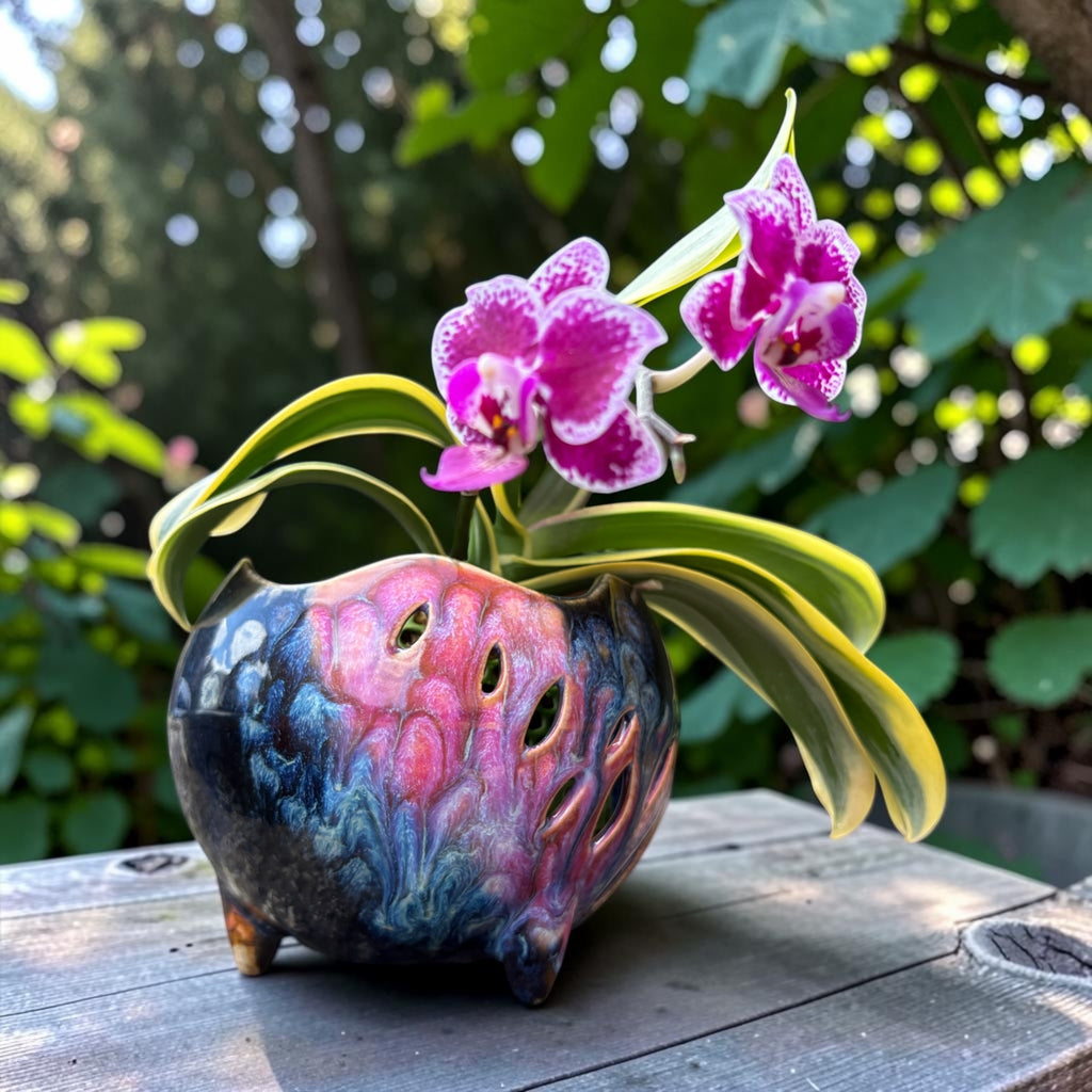 Retro porcelain orchid pot - Space Age Garden