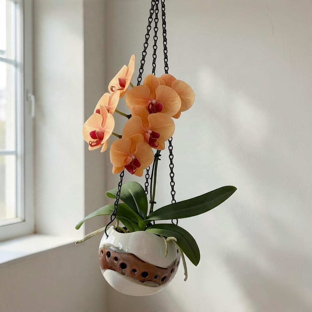 Porcelain orchid pot - Flux Cuivre