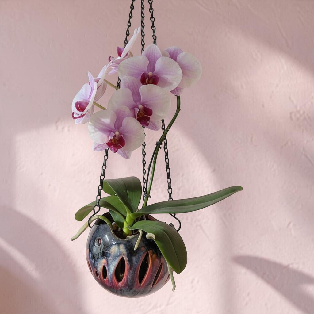Porcelain orchid pot - Dahlia Dusk