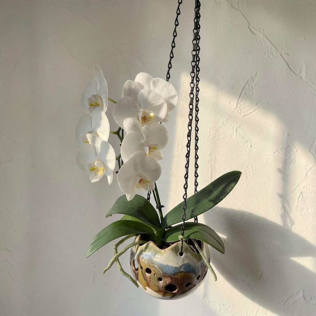 Porcelain orchid pot - Quiet Copper