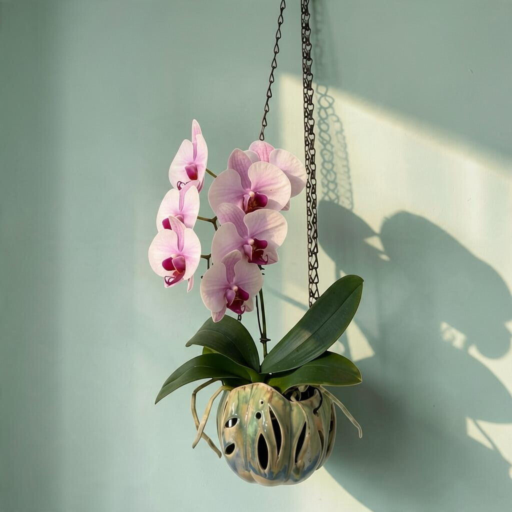 Porcelain orchid pot - Jade Meadow