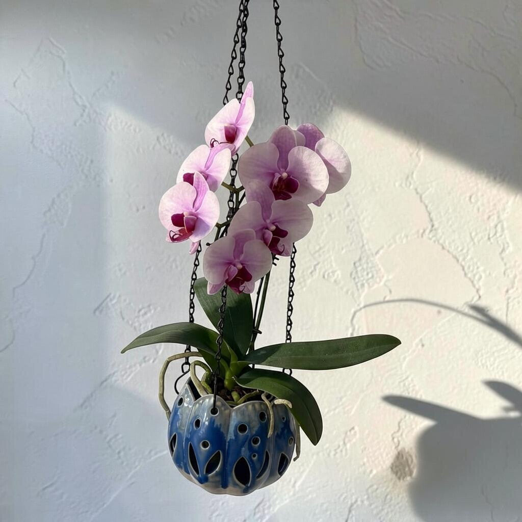 Porcelain orchid pot - Polka Petal