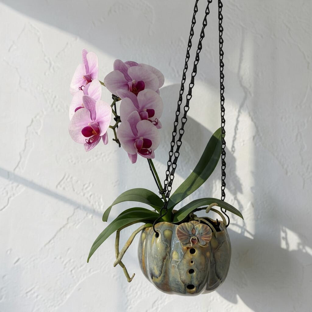 Porcelain orchid pot - Emerald Mist