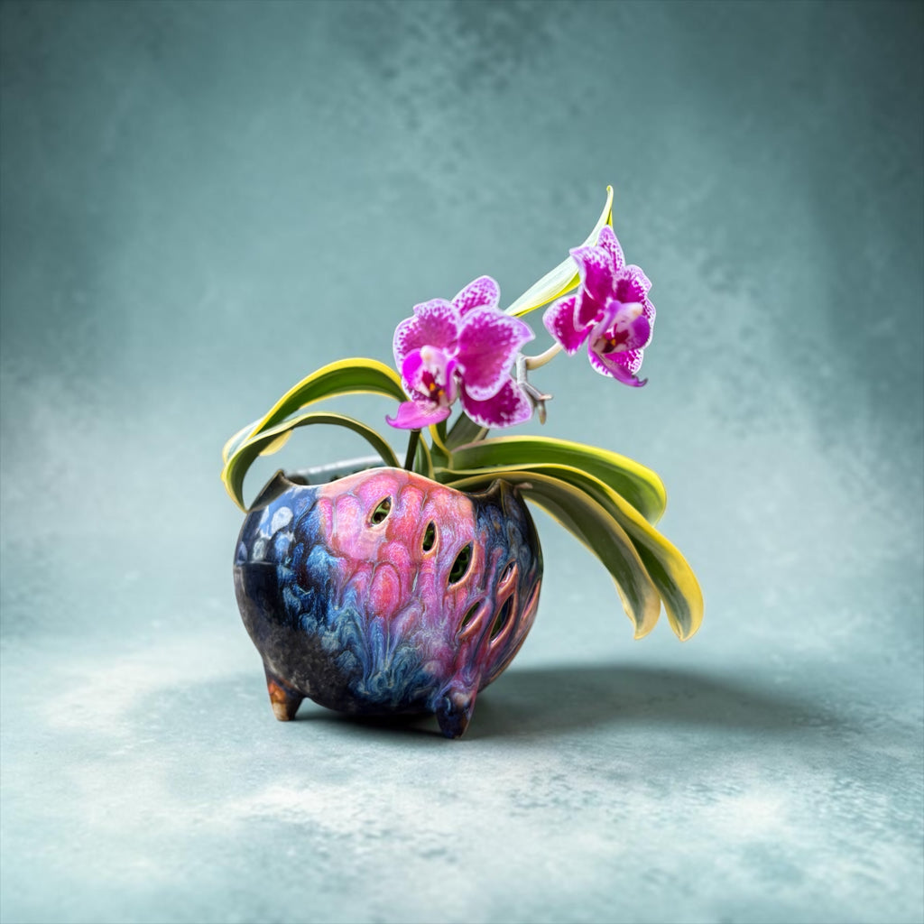 Retro porcelain orchid pot - Space Age Garden